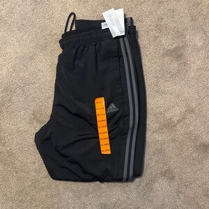 NWT- adidas Black Joggers with Gray Side Stripes